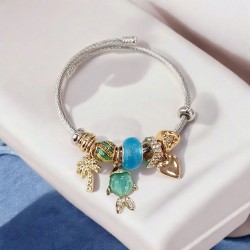 Βραχιόλι Χειροπέδα στυλ Πανδώρα με στοιχεία από ατσάλι L316