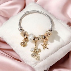 Βραχιόλι Χειροπέδα στυλ Πανδώρα με στοιχεία από ατσάλι L316