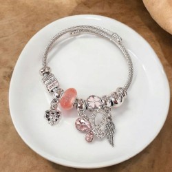 Βραχιόλι Χειροπέδα στυλ Πανδώρα με στοιχεία από ατσάλι L316