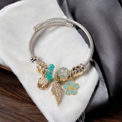 Βραχιόλι Χειροπέδα τύπου Πανδώρα με στοιχεία από ατσάλι L316