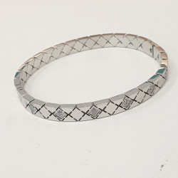 Βραχιόλι Χειροπέδα από ατσάλι L316 σε ασημένιο χρώμα με ζιργκόν