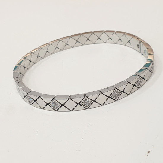 Βραχιόλι Χειροπέδα από ατσάλι L316 σε ασημένιο χρώμα με ζιργκόν