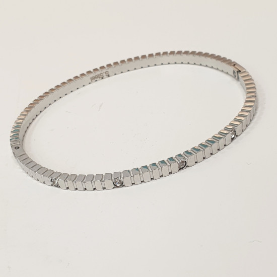 Βραχιόλι Χειροπέδα από ατσάλι L316 σε ασημένιο χρώμα με ζιργκόν