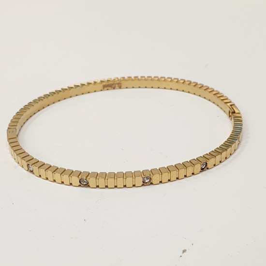 Βραχιόλι Χειροπέδα από ατσάλι L316 σε χρυσό χρώμα με ζιργκόν