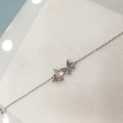 Βραχιόλι  πεταλούδα με ζιργκόν από ατσάλι 316L σε ασημένιο χρώμα και προέκταση στο κούμπωμα