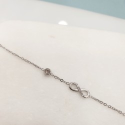 Βραχιόλι άπειρο με  ζιργκόν από ατσάλι 316L σε ασημένιο χρώμα και προέκταση στο κούμπωμα