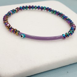 Βραχιόλι με μάτι από σμάλτο με κρύσταλλο