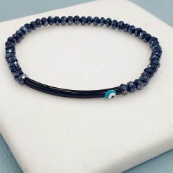 Βραχιόλι με μάτι από σμάλτο με κρύσταλλο