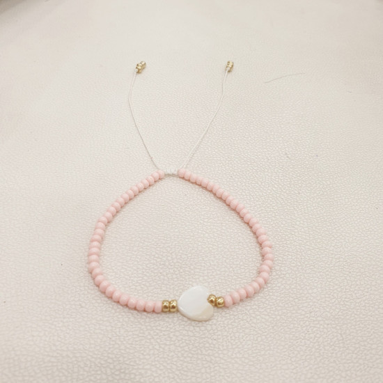 Βραχιόλι καρδιά από φίλντισι με ροζ πέτρες