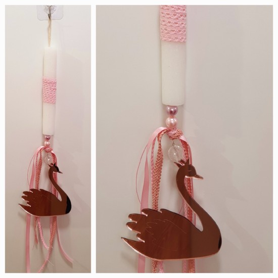 Λαμπάδα Κύκνος plexiglass ροζ χρυσό